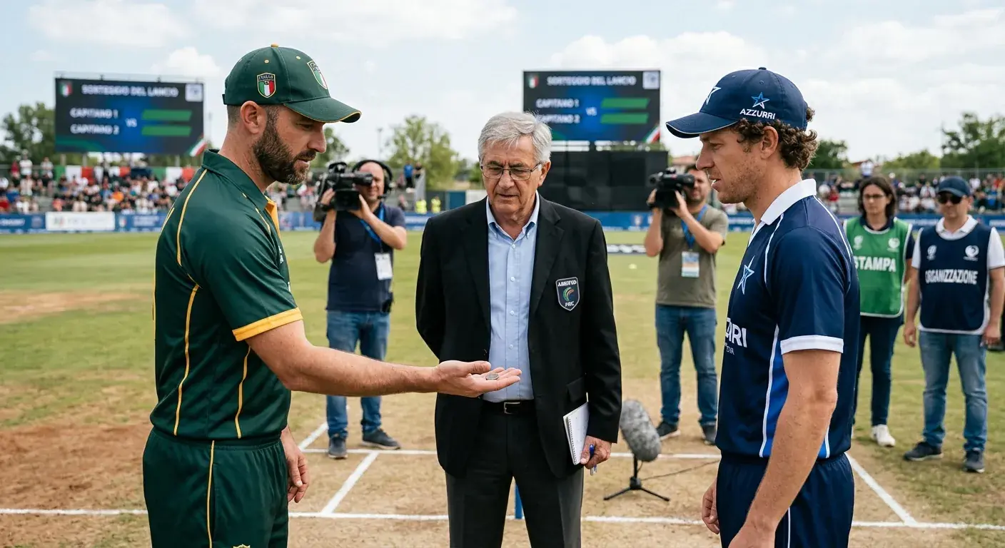 Cerimonia del toss prima di un match di cricket con capitani