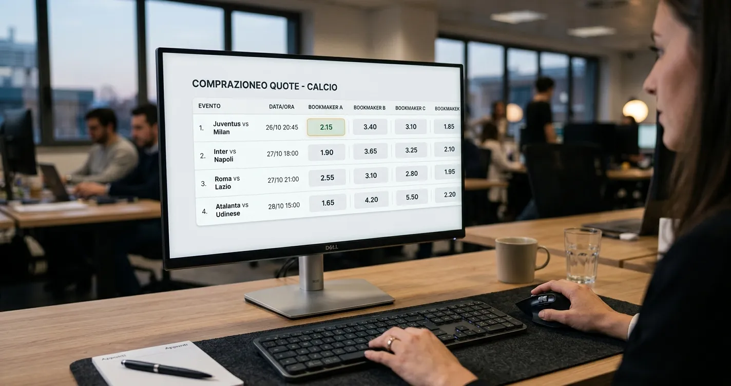 Schermo con confronto di quote tra diversi bookmaker per un match di cricket