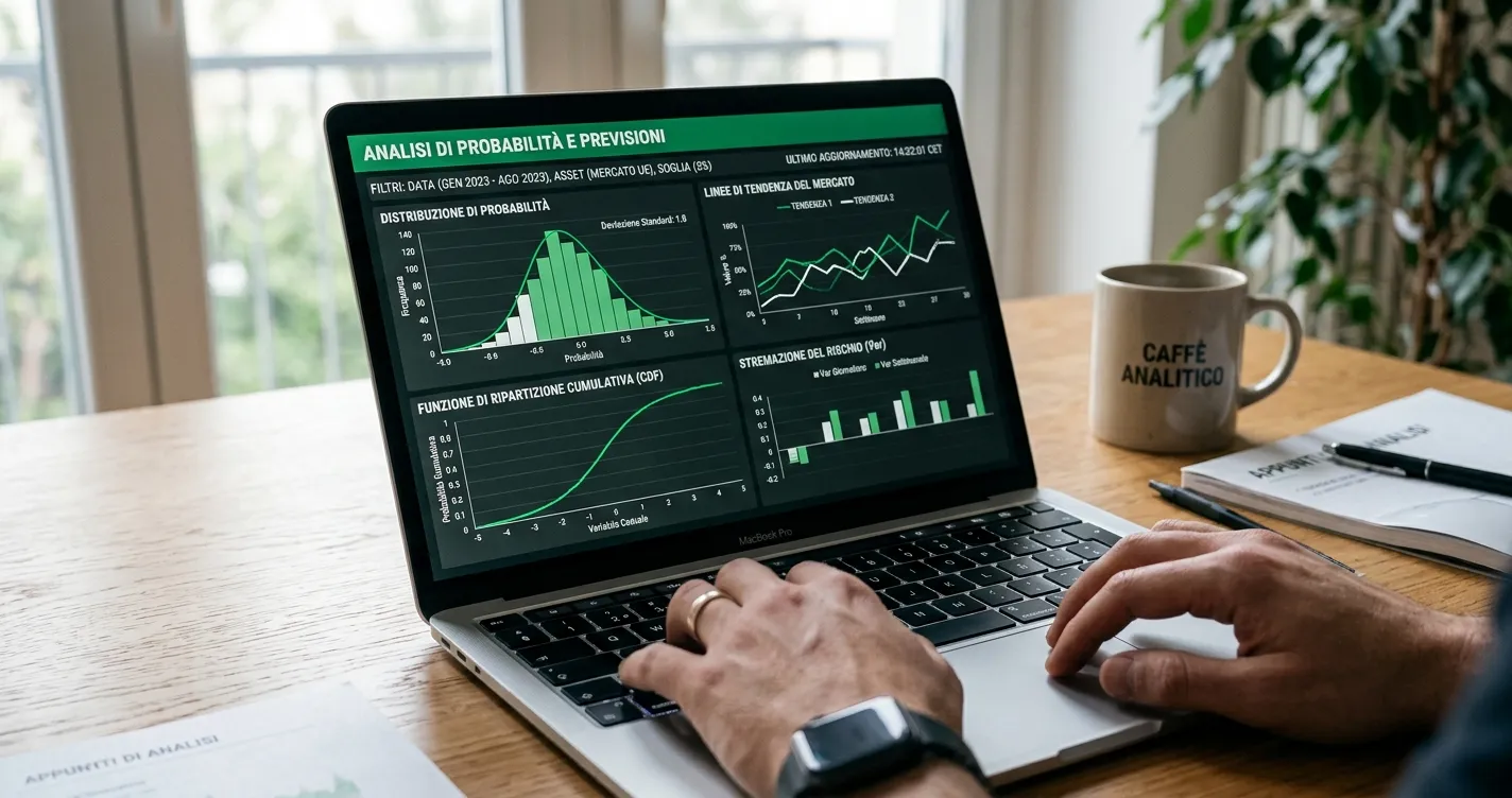 Analisi delle quote di cricket su laptop con grafici di probabilità