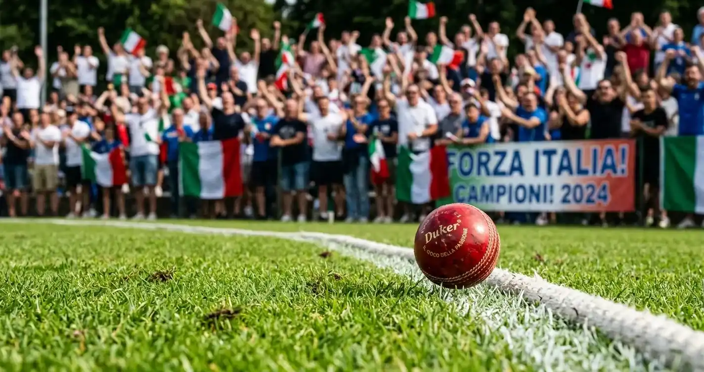Palla da cricket che supera la corda del confine per un four durante un T20