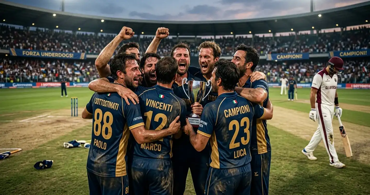 Squadra sfavorita di cricket festeggia una vittoria inaspettata sul campo